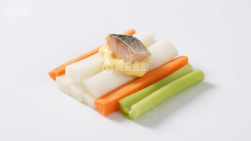 高清大图下载【趣麦麦图】蔬菜拼盘配鱼片和酱料