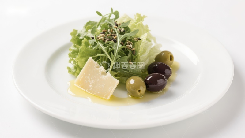 高清大图下载【趣麦麦图】橄榄配帕尔马干酪与芝麻菜沙拉