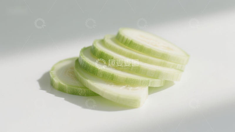 高清大图下载【趣麦麦图】新鲜黄瓜片整齐排列
