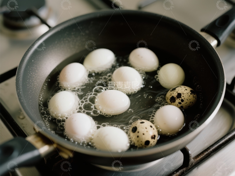 高清大图下载【趣麦麦图】锅中煮鸡蛋和鹌鹑蛋