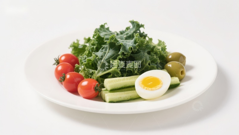 高清大图下载【趣麦麦图】新鲜蔬菜沙拉配煮鸡蛋