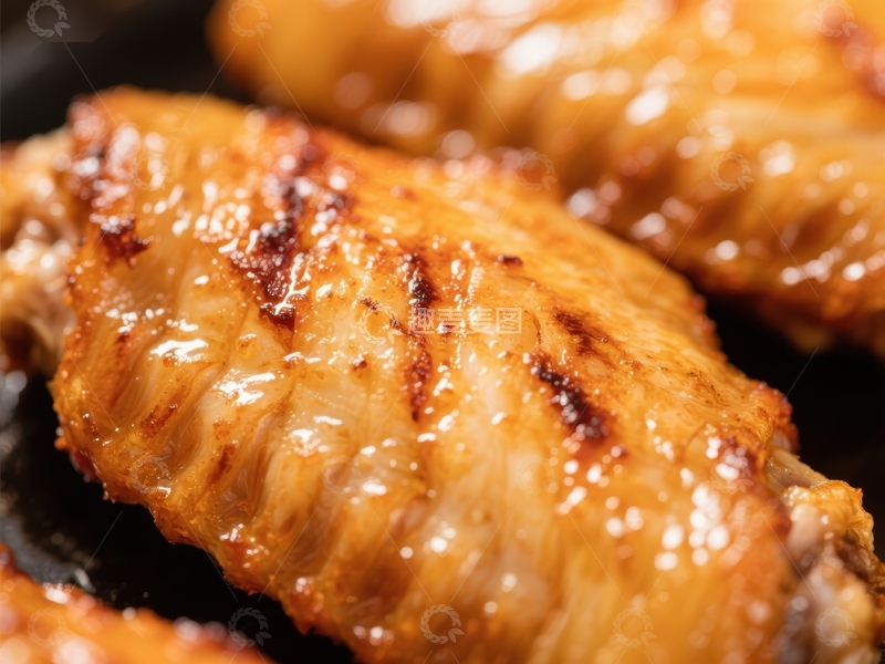 高清大图下载【趣麦麦图】金黄酥脆的烤鸡翅特写