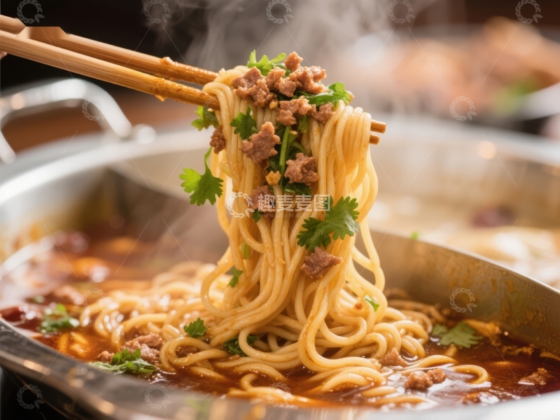 高清大图下载【趣麦麦图】热气腾腾的麻辣面条