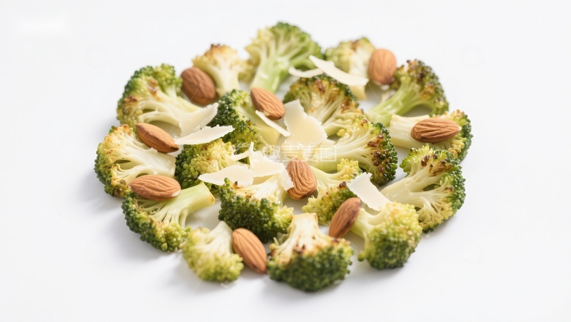 高清大图下载【趣麦麦图】心形排列的西兰花与杏仁