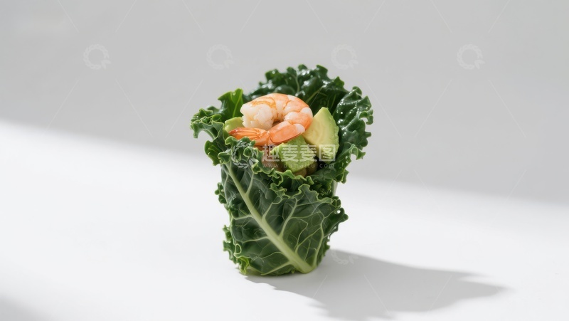高清大图下载【趣麦麦图】羽衣甘蓝包裹虾仁与鳄梨