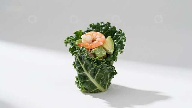 羽衣甘蓝包裹虾仁与鳄梨