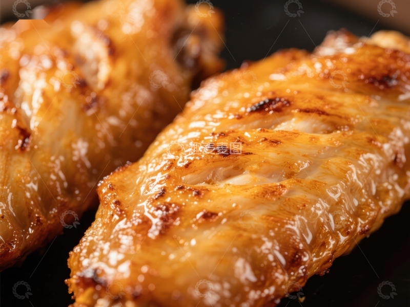 高清大图下载【趣麦麦图】金黄酥脆的烤鸡翅特写