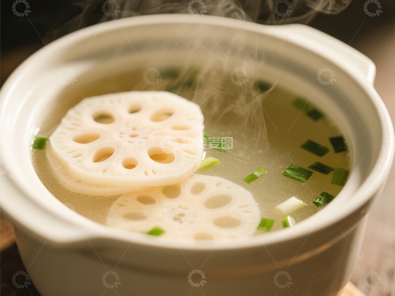 高清大图下载【趣麦麦图】莲藕汤热气腾腾，清新美味