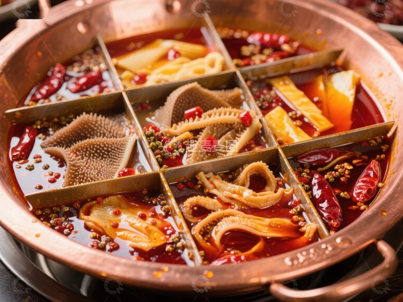 高清大图下载【趣麦麦图】九宫格火锅，麻辣鲜香诱人美食