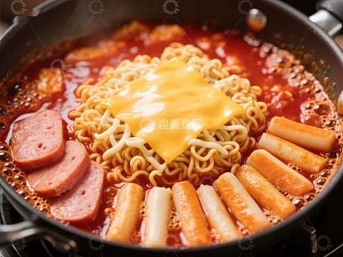 芝士泡面与香肠年糕的美味组合