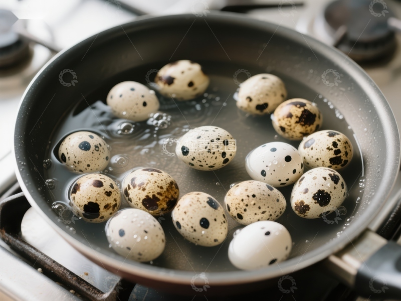 高清大图下载【趣麦麦图】锅中煮鹌鹑蛋