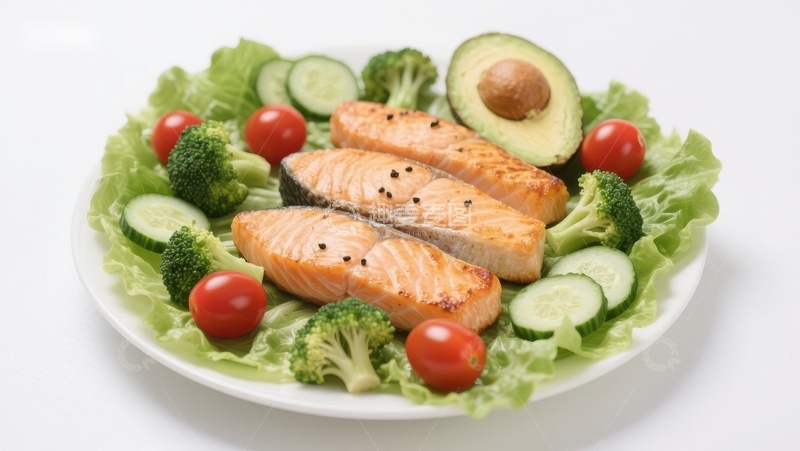 高清大图下载【趣麦麦图】三文鱼配蔬菜沙拉