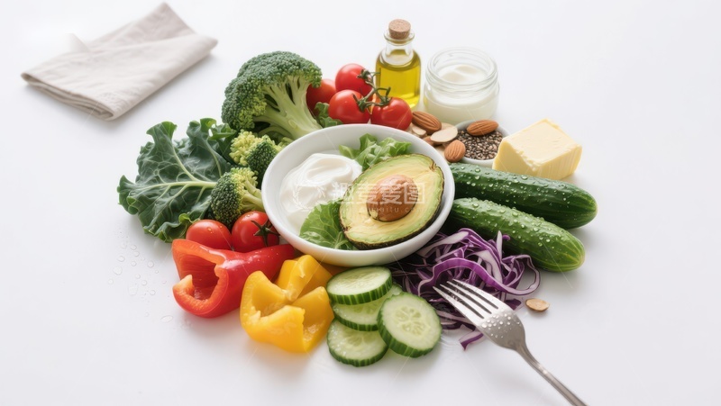 高清大图下载【趣麦麦图】新鲜蔬菜与健康食材的组合