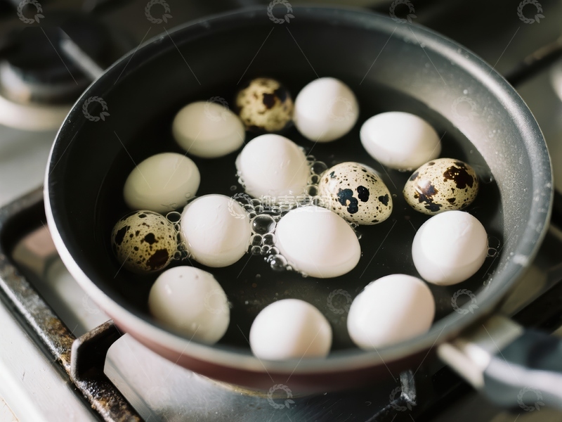 高清大图下载【趣麦麦图】锅中煮鸡蛋和鹌鹑蛋