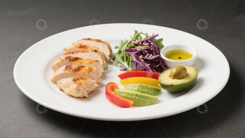 高清大图下载【趣麦麦图】烤鸡胸配蔬菜沙拉