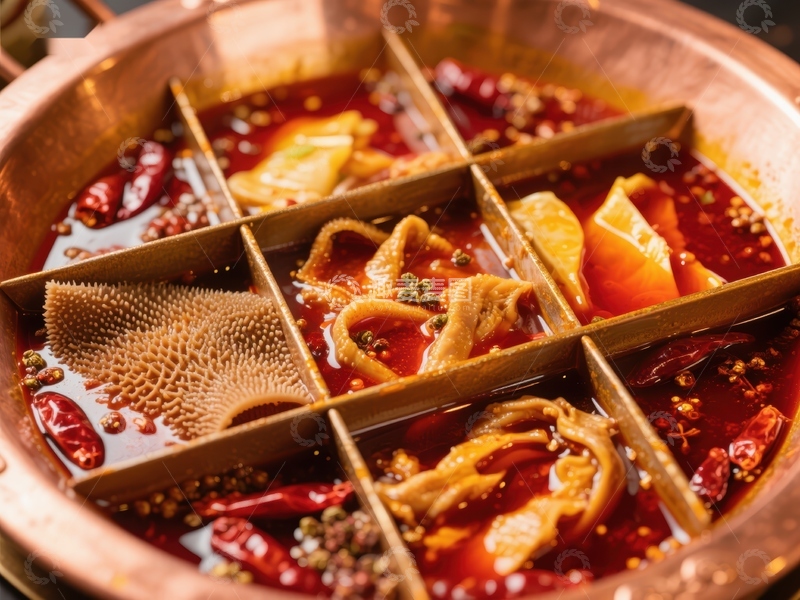 高清大图下载【趣麦麦图】火锅分格煮食，麻辣鲜香诱人