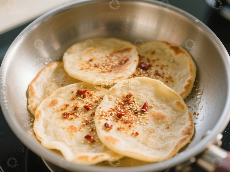 高清大图下载【趣麦麦图】平底锅中的煎饼