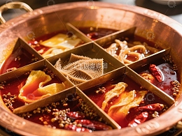 九宫格火锅，麻辣鲜香诱人美食
