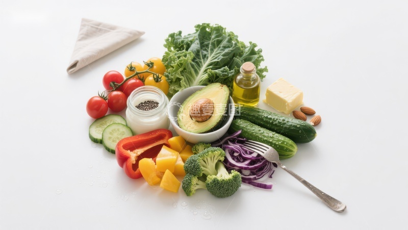 高清大图下载【趣麦麦图】新鲜蔬菜与健康食材的组合