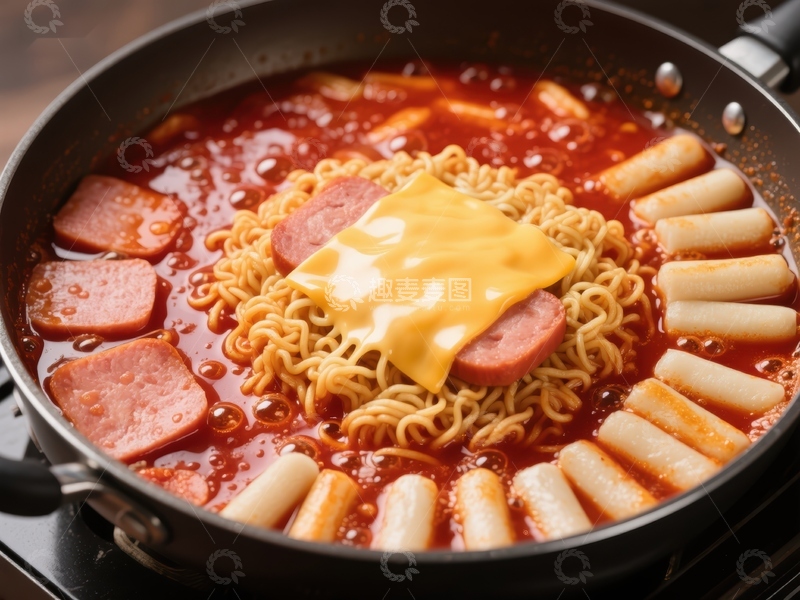 高清大图下载【趣麦麦图】韩式炒年糕与泡面的美味组合