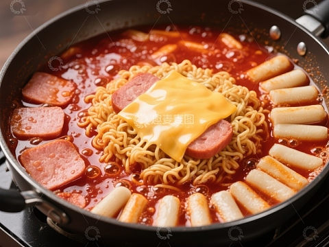 韩式炒年糕与泡面的美味组合