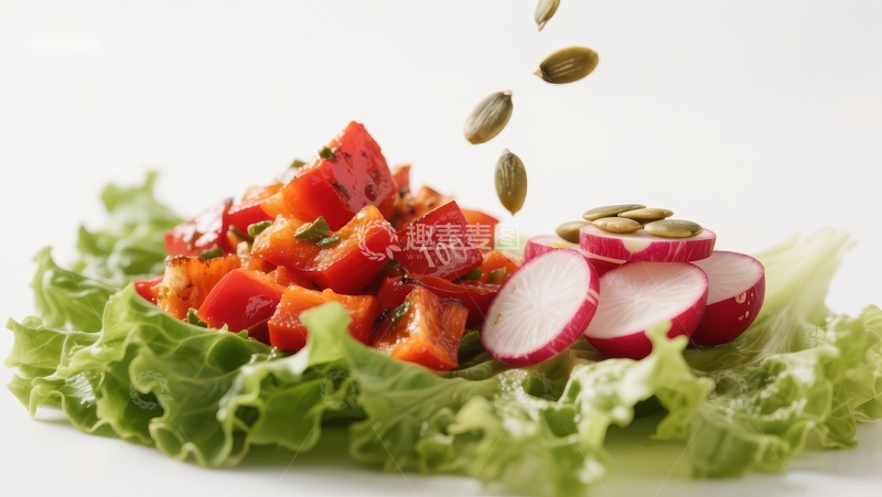 高清大图下载【趣麦麦图】新鲜蔬菜沙拉配南瓜籽