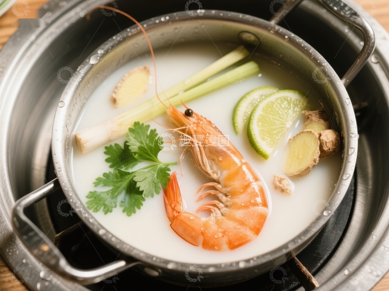 高清大图下载【趣麦麦图】泰式椰奶虾汤，清新美味