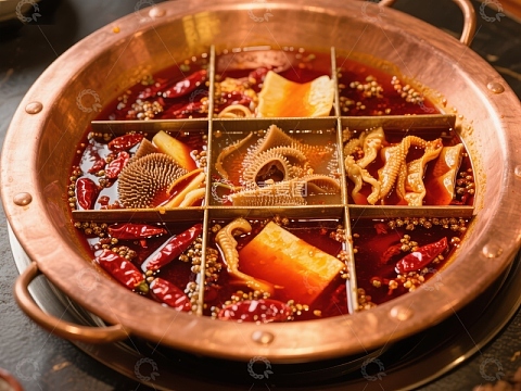 九宫格火锅，麻辣鲜香诱人