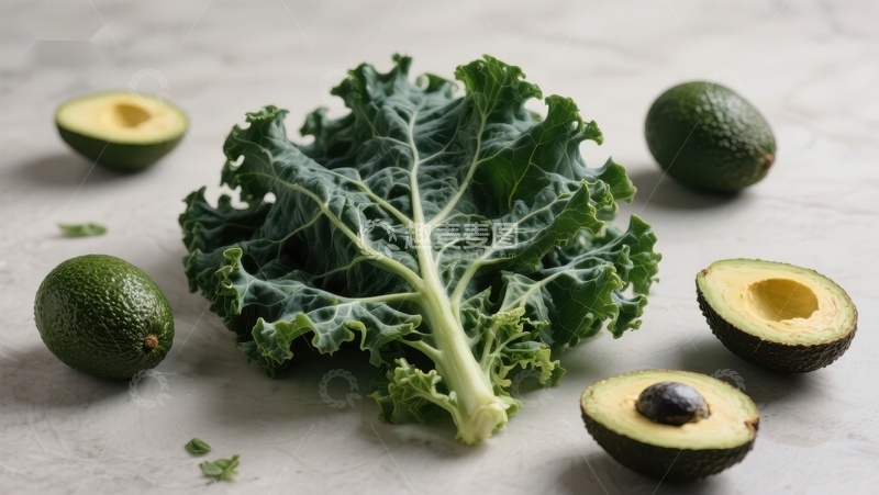 高清大图下载【趣麦麦图】新鲜羽衣甘蓝与牛油果