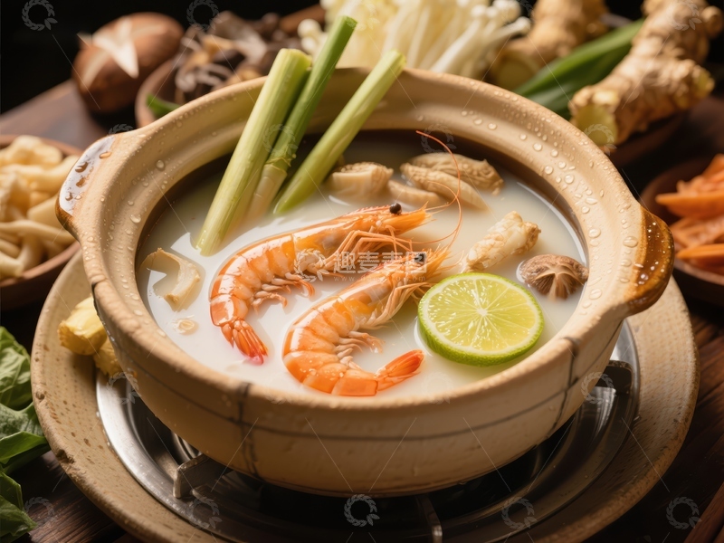 高清大图下载【趣麦麦图】泰式椰奶虾汤，清新酸辣
