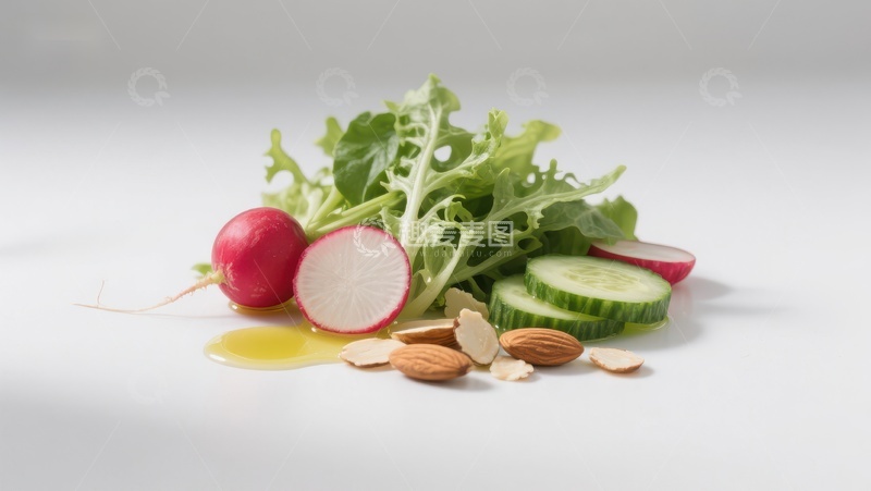 高清大图下载【趣麦麦图】新鲜蔬菜与坚果的组合