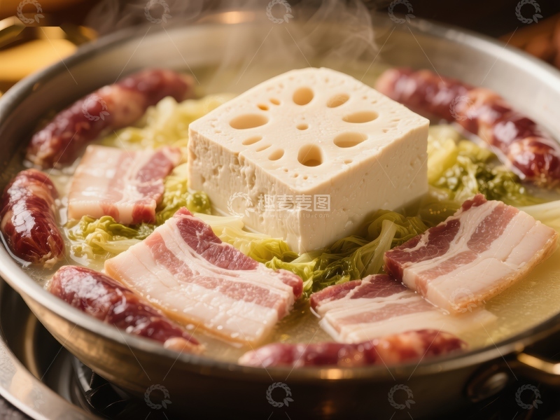 高清大图下载【趣麦麦图】热气腾腾的火锅食材