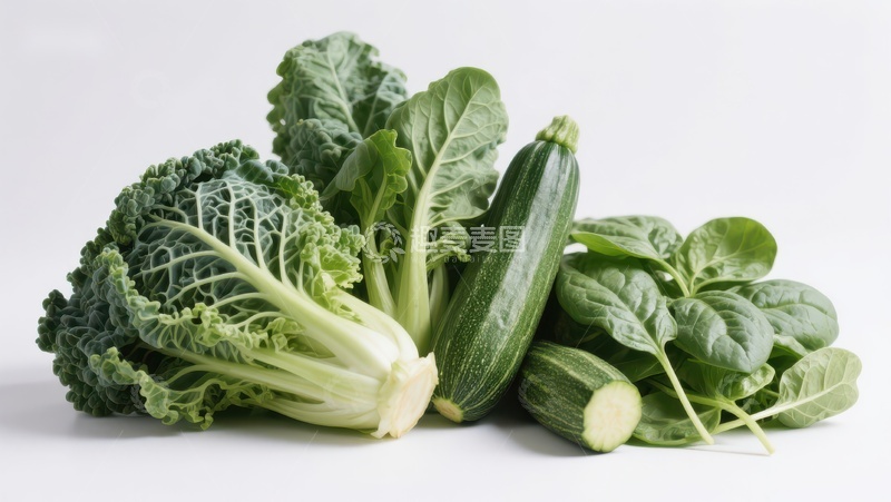 高清大图下载【趣麦麦图】新鲜绿叶蔬菜与西葫芦组合