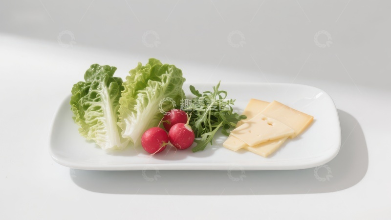 高清大图下载【趣麦麦图】新鲜蔬菜与奶酪的简约摆盘
