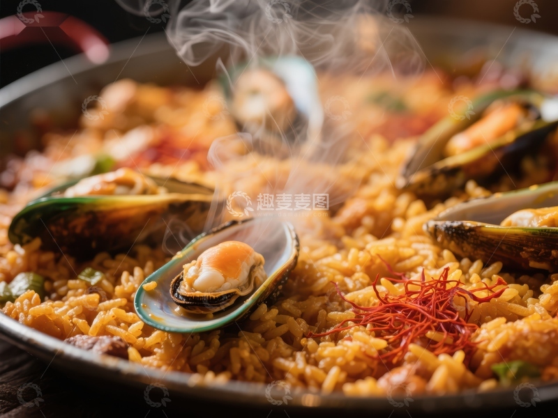 高清大图下载【趣麦麦图】热气腾腾的海鲜饭