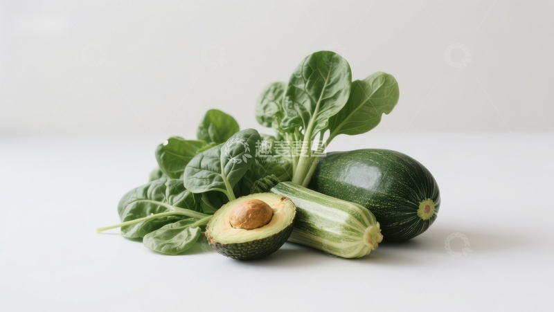 高清大图下载【趣麦麦图】新鲜绿色蔬菜与水果组合