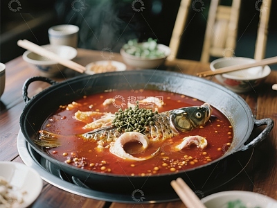 麻辣鱼火锅，热气腾腾的美食诱惑