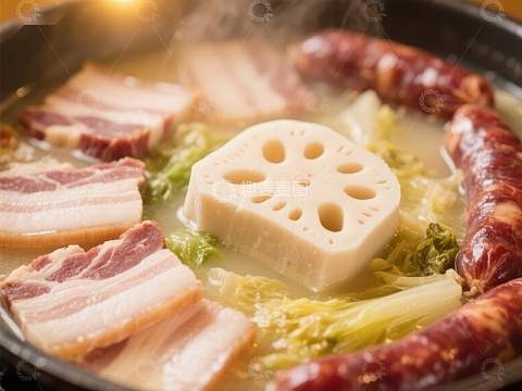 热气腾腾的火锅美食