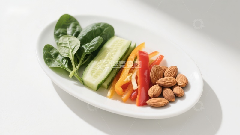 高清大图下载【趣麦麦图】新鲜蔬菜与坚果的健康搭配