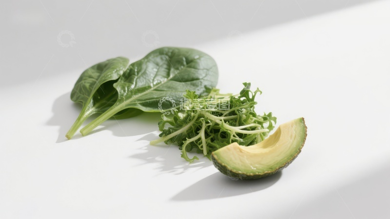 高清大图下载【趣麦麦图】新鲜绿叶与牛油果切片