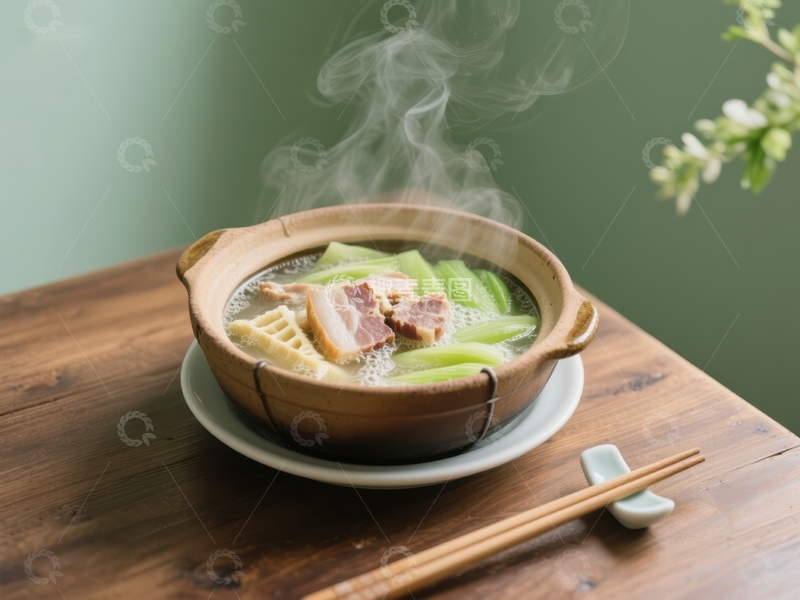 高清大图下载【趣麦麦图】热气腾腾的竹筒汤
