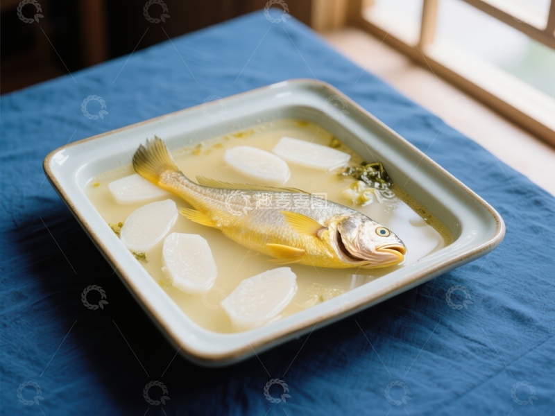 高清大图下载【趣麦麦图】清蒸鱼配豆腐
