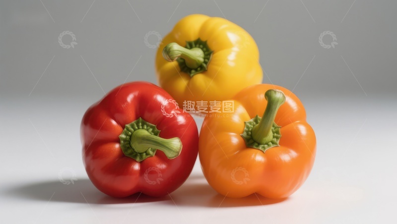 高清大图下载【趣麦麦图】三种颜色的甜椒并排展示