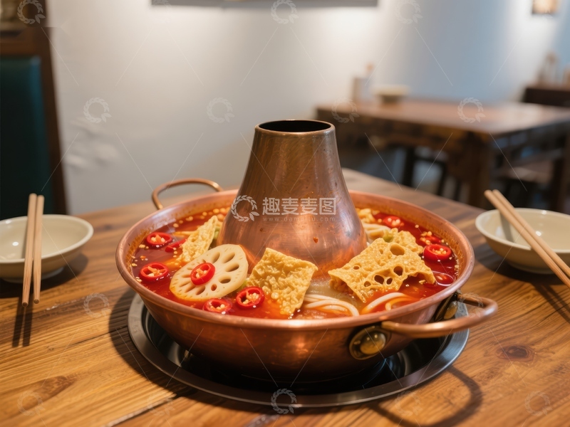 高清大图下载【趣麦麦图】火锅美食：热气腾腾的麻辣盛宴
