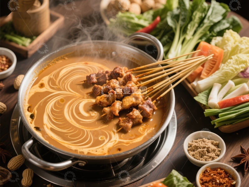 高清大图下载【趣麦麦图】热气腾腾的火锅与串烤美食