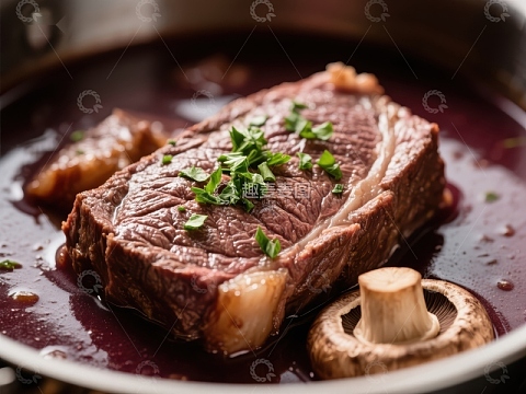 红酒炖牛肉配蘑菇