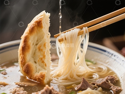 热气腾腾的面条与饼