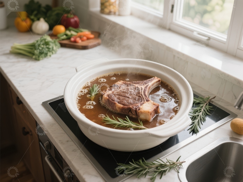 高清大图下载【趣麦麦图】厨房中炖煮的牛排