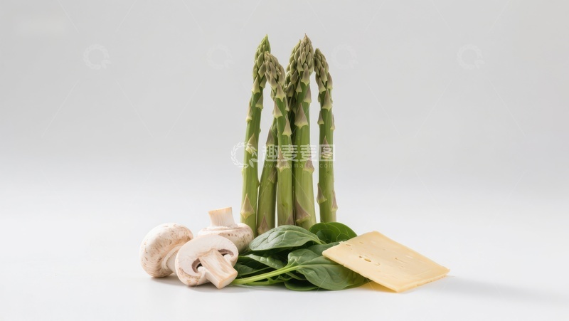高清大图下载【趣麦麦图】芦笋蘑菇与奶酪的清新组合