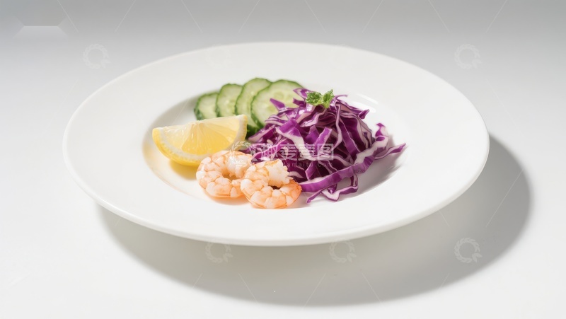 高清大图下载【趣麦麦图】虾仁配紫甘蓝沙拉